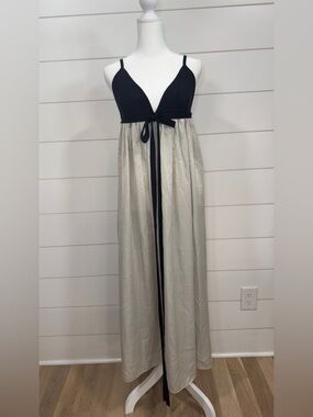 Zara lingerie nightgown dress L silky empire waist midi-maxi sleeveless NWT